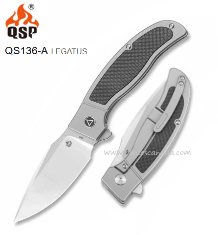 QSP Legatus Flipper Framelock Knife, M390, Titanium/Carbon Fiber, QS136-A - Click Image to Close